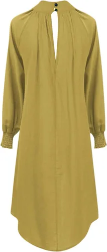 Vista 2 de Vestido de manga larga con cuello redondo y plisado en la espalda con fugas para mujer