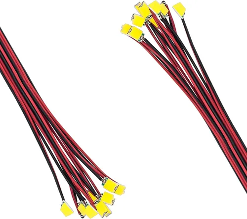 Vista 9 de DiCUNO 100 diodos emisores de luz SMD 0805 pre-cableados, micro LED pre-soldados para bricolaje, proyectos de ciencia, longitud del cable 6.3 in
