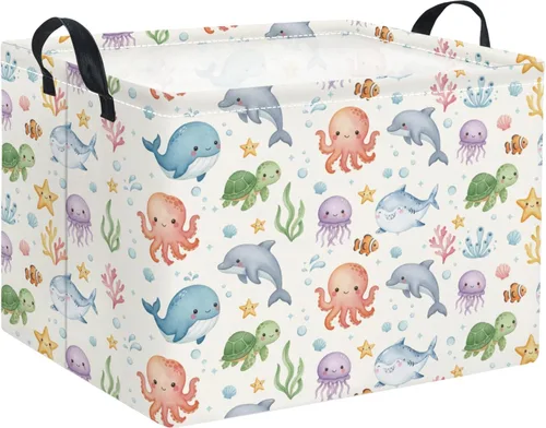 Vista 17 de Cesta rectangular de almacenamiento para bebés y niños, para el hogar, cocina, niñas, lindo contenedor de almacenamiento de juguetes, organizador
