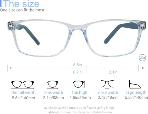 Vista 3 de Gafas de lectura multienfoque progresivas, bloqueo de luz azul buenos lectores de computadora, Azul
