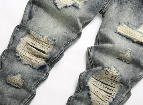 Vista 3 de OIIIO Pantalón vaquero de pierna recta rasgados para hombre