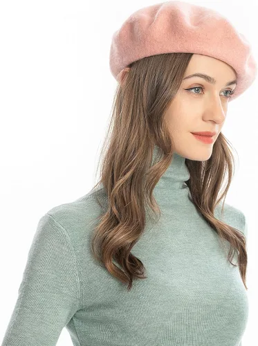 Vista 57 de ZLYC - Boina francesa de lana unicolor para mujeres y niñas