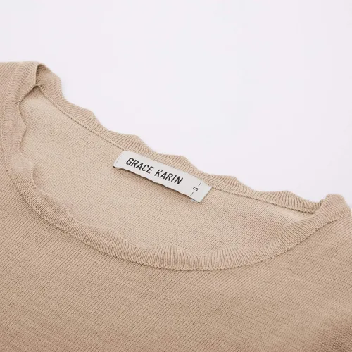 Vista 4 de GRACE KARIN - Blusa estilo suéter sin botones muy elástica de manga larga para mujer