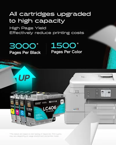 Vista 3 de iNKPAD Cartuchos de tinta compatibles LC406 para Brother LC-406 LC406XL compatibles con impresoras MFC-J4335DW J5855DW J6555DW J4535DW MFC-J6955DW