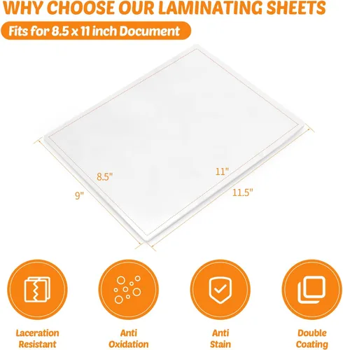 Vista 2 de Lamtetur Bolsas de laminación térmica de 9 x 11.5 pulgadas, capacidad para hojas de 8.5 x 11 pulgadas, paquete de 200 películas laminadas de 3 mil