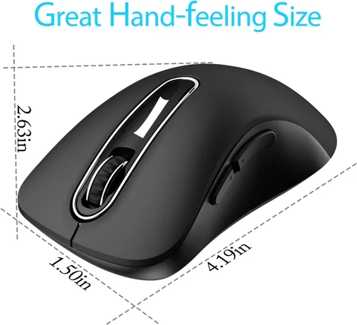 Vista 6 de memzuoix Ratón inalámbrico de 2.4G, mouse de computadora de 1400 DPI con receptor USB, ratones USB inalámbricos portátiles a batería para laptop