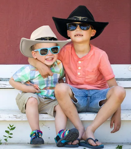 Vista 5 de Jastore Sombrero de vaquero occidental para niños y niñas, clásico vaquero con cinturón de hebilla
