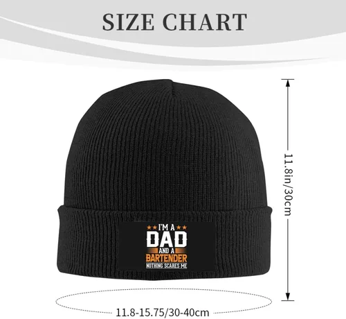 Vista 7 de FUNIAN Knit Beanie Warm and Cozy Winter Hat for Men and Women, I M A Dad and A Bartender Nothing Scares Me Fashionable Accessories with Stylish