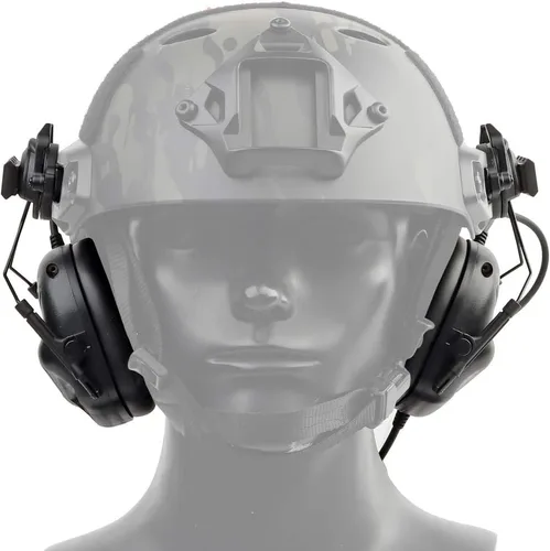 Vista 7 de Auriculares tácticos para casco de disparo, protección auditiva, amplificación de sonido, reducción de ruido, orejeras con micrófono desmontable