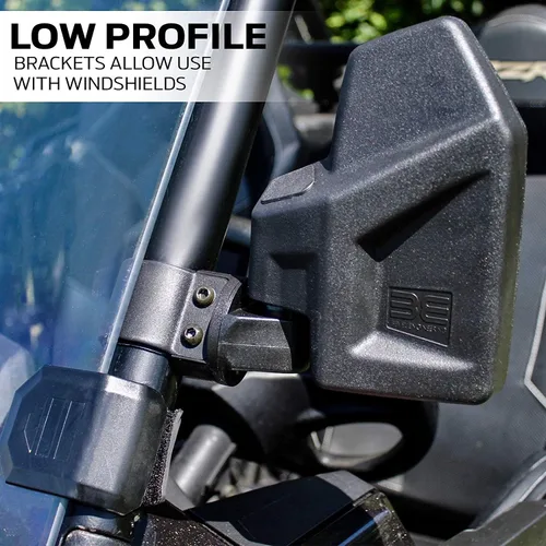 Vista 4 de UTV Kit de espejo retrovisor lateral (paquete de 2) – Compatible con barra redonda de jaula enrollable de 1.6 a 2 pulgadas – Se rompe y ajustable