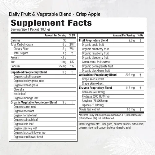 Vista 2 de Equilife Suplemento diario de frutas y verduras, 22 frutas, verduras y superalimentos para apoyar la energía y la salud general, fibra, sin azúcar
