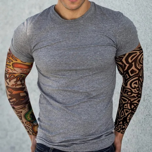 Vista 4 de Yariew, 6 Mangas de Tatúes Temporales, Conjunto de 6 Mangas de Tatúes de Arte Temporal, Falso, Despegable, Color 1, 1 Manga de tatuaje para mujer