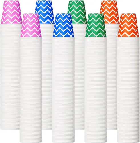 Vista 8 de Paquete de 1000 vasos de papel de 5 onzas, vasos desechables de papel multicolor, vasos pequeños para enjuague bucal, vasos para bebidas frías