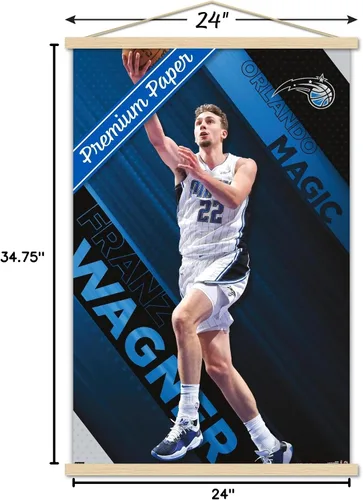 Vista 7 de Trends International NBA Orlando Magic - Póster de pared de Franz Wagner 23, 22.375 x 34 pulgadas, paquete de impresión premium y colgador de madera