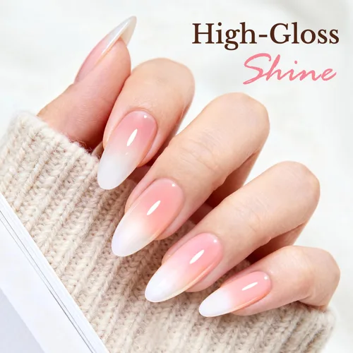 Vista 6 de AZUREBEAUTY Juego de esmaltes de uñas rosa nude (4 colores + capa superior), aspecto natural de gelatina lechosa, secado rápido, no necesita