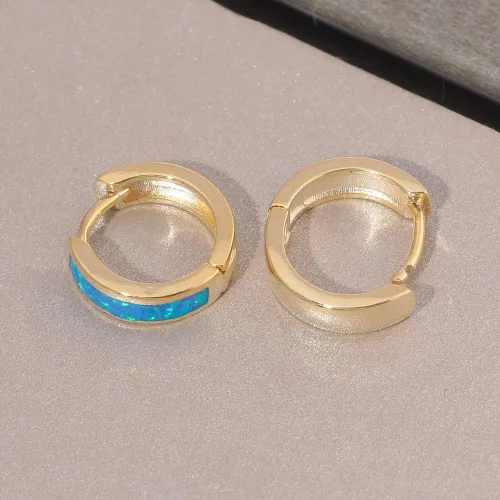 Vista 101 de CiNily Aretes Huggie de ópalo con bisagras, chapados en oro, hipoalergénicos, pequeños aretes de aro para mujeres, adolescentes, niñas, hombres