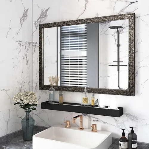 Vista 8 de Espejos rectangulares enmarcados de baño para pared, espejo de pared para colgar vertical u horizontalmente para sala de estar, dormitorio