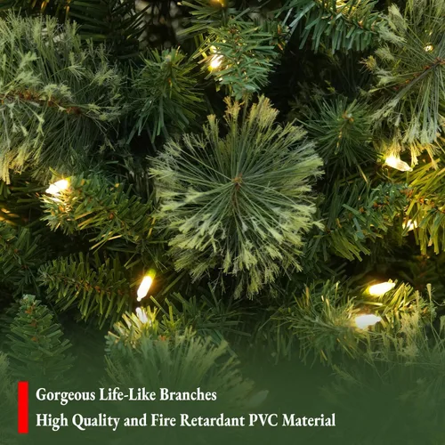 Vista 4 de Árbol de Navidad preiluminado con lápiz delgado de 6 pies