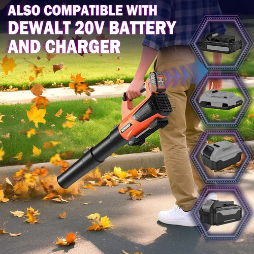 Vista 5 de Soplador de hojas inalámbrico compatible con batería Dewalt 20V Max, con 2 baterías de 4.0Ah y cargador, soplador de hojas eléctrico hasta 160MPH