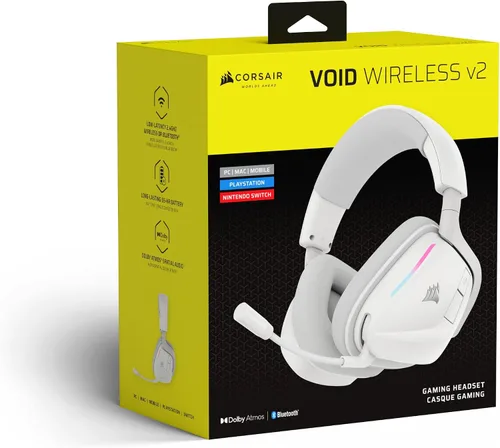 Vista 9 de Corsair Void v2 - Auriculares inalámbricos para juegos con Bluetooth para PC, PS5, PS4, Switch, móvil, Dolby Atmos, batería de 70 horas, doble
