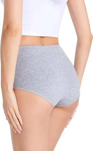 Vista 3 de youlehe Ropa interior de algodón para mujer, de cintura alta, cobertura completa, suave, transpirable