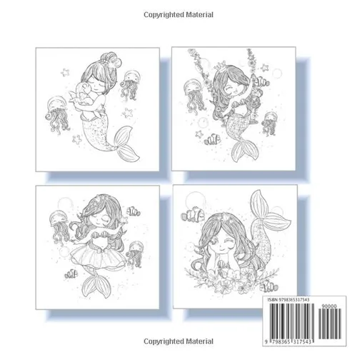 Vista 2 de Whimsical Mermaid Coloring Book for Kids