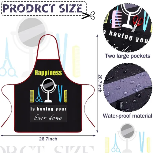 Vista 2 de SATINIOR Delantal impermeable de 3 piezas para peluquería con bolsillos para mujeres y hombres, peluquería, cosmetología, bata de trabajo