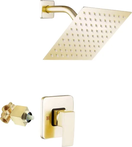 Vista 11 de Cabezal de regadera de color negro mate con una sola función, kit de ajuste de regadera con válvula de paso, sistema completo de llave de regadera