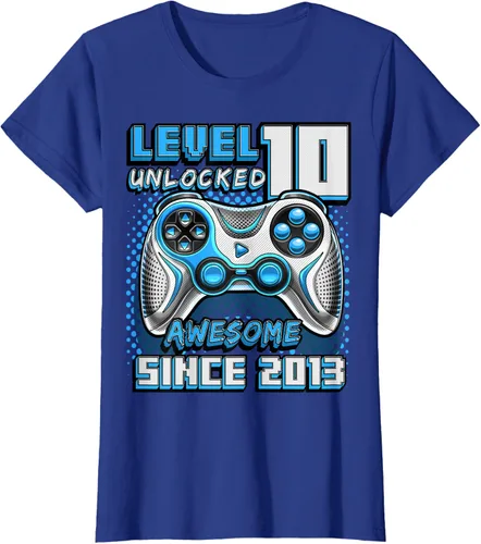 Vista 47 de Level 10 Unlocked Awesome 2013 Video Game 10th Birthday Boy T-Shirt, Negro