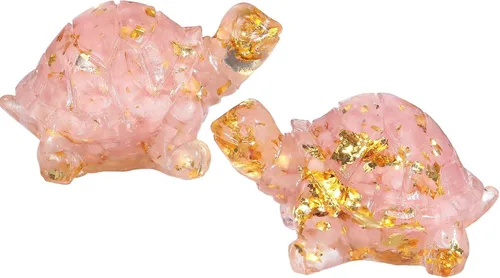 Vista 14 de SUNYIK Paquete de 2 estatuas de tortuga de cristal de orgón, amuleto de tortuga de piedra de Reiki, escultura Fengshui para decoración de oficina