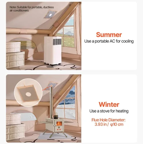 Vista 5 de Tiendas inflables para 5-8 personas de 129 pies cuadrados, tienda de campaña de inflado rápido, tienda de campaña Oxford Glamping 300D con gato