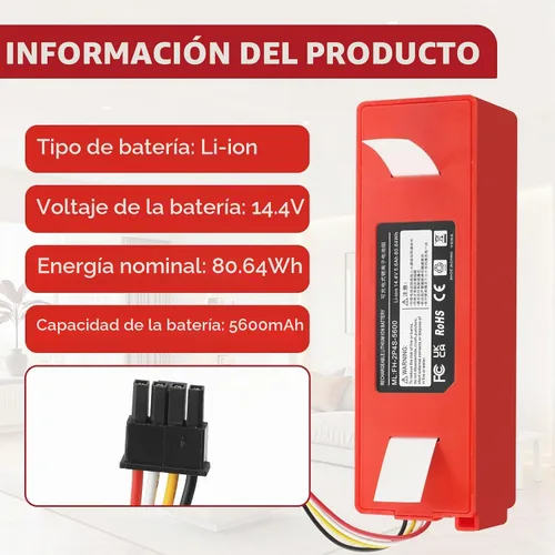 Vista 2 de Batería de repuesto para Roborock Q7+ Q5+ Q5 Q7 Max/Max+/Plus/Pro+ S70 S50 Roborock S8 S7 S4 S5 S6 S7+ S8+ Plus/Pro Ultra/MaxV/MaxV Ultra S55 S60