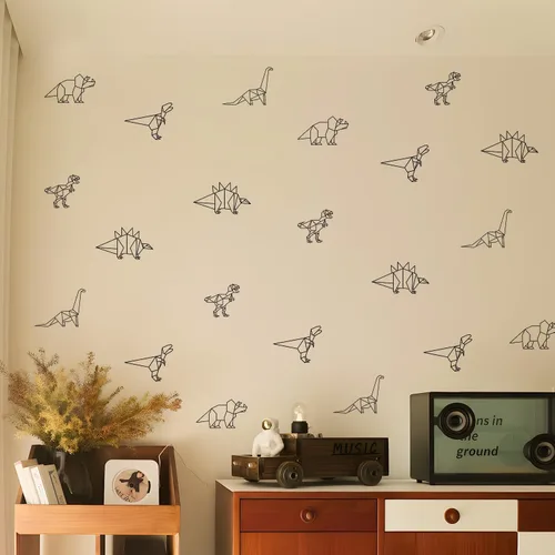 Vista 2 de Calcomanías de pared de dinosaurio, calcomanías de animales para dormitorio, decoración extraíble, cuarto de bebé, habitación de los niños, murales