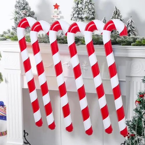 Vista 9 de Bastón de caramelo inflable de Navidad de 6 piezas de 35 pulgadas