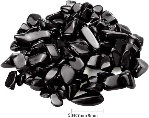 Vista 2 de Twdrer Pequeñas virutas de obsidiana negra natural de 2 libras/33.51 oz, piedra triturada, piedra de cuarzo de forma irregular, curación de roca