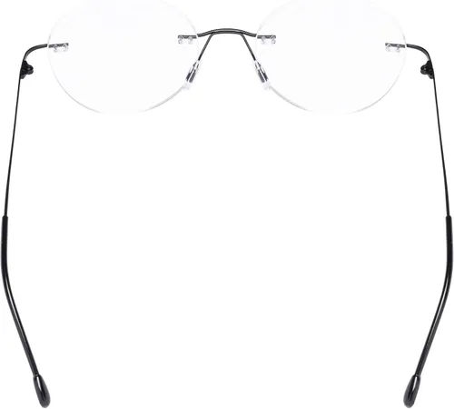 Vista 4 de CessBlu Gafas de lectura sin montura redondas para hombres y mujeres, Negro