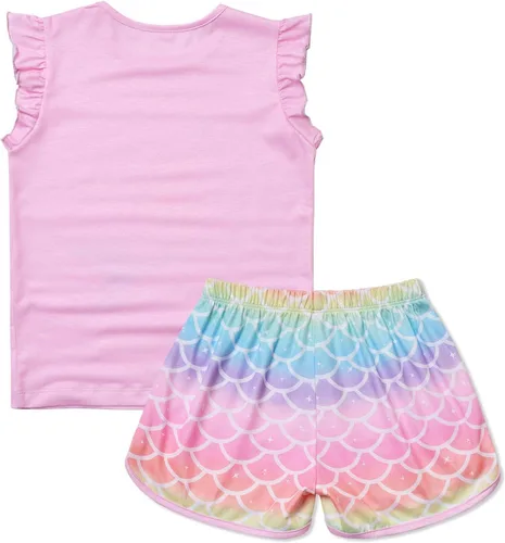 Vista 2 de QPANCY Pijamas a juego para niñas y muñecas, conjuntos de pijama de unicornio para verano, ropa de dormir de algodón