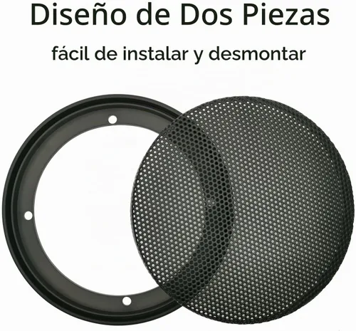 Vista 6 de 3" Speaker Grill Covers, Black Color, 2Pcs Marco de plástico ABS con malla de metal, diseño de dos piezas, protector de subwoofer para altavoz