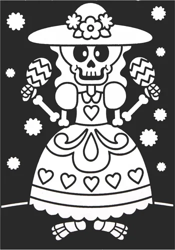 Vista 7 de Baker Ross FE729 Día de los Muertos en color en decoraciones de imagen, paquete de 10, imágenes de fieltro para manualidades, haz tu propia