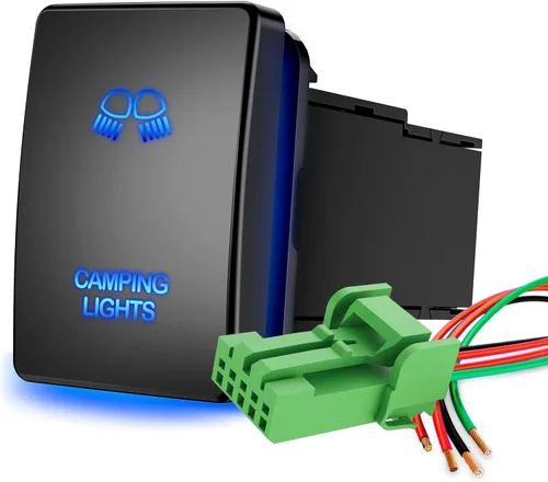Vista 15 de Nilight Interruptor de botón pulsador para luces AUX 12V ENCENDIDO Apagado con kit de cable conector 1.28" x 0.87" de reemplazo para Toyota Sequoia