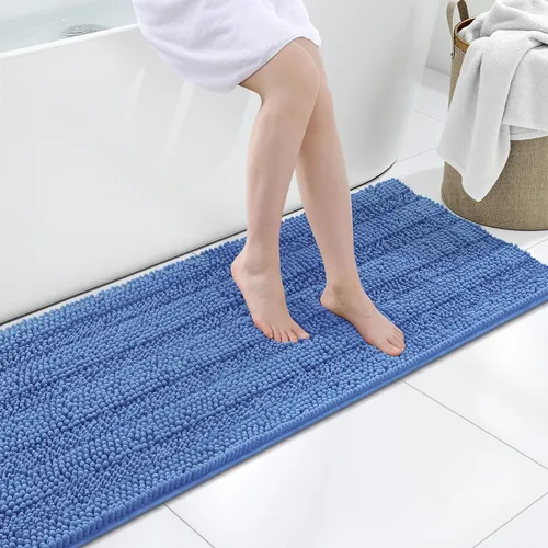 Vista 144 de Grandaily Alfombras de baño de felpilla a rayas de 24 x 16 pulgadas, extra gruesas y suaves, absorbentes, parte trasera de goma, alfombra de ducha