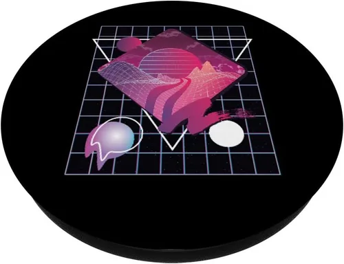 Vista 2 de Vaporwave Synthwave Sunset PopSockets PopGrip: agarre intercambiable para teléfonos y tabletas
