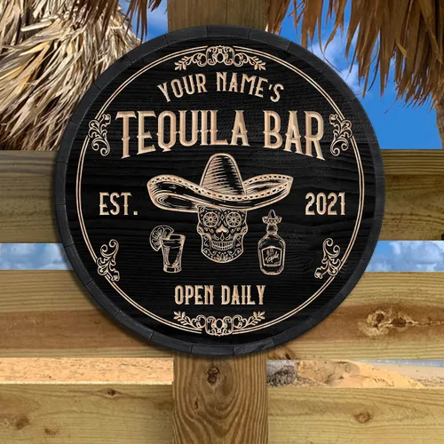 Vista 6 de Placa de pared de madera de bar de tequila mexicano personalizado, letrero de bar de México, letrero rústico para pub para el hogar, decoración