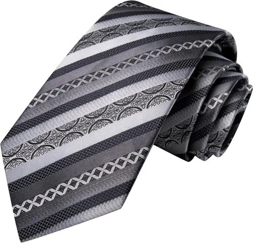 Vista 114 de Hi-Tie Corbatas de seda para hombre, diseño de cachemira a rayas, con bolsillo, gemelos cuadrados, conjunto formal de negocios