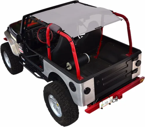 Vista 14 de Malla para sombra SPIDERWEBSHADE para Jeep Wrangler con protección UV, accesorio hecho en EE.UU., TJ (1997-2006), Negro