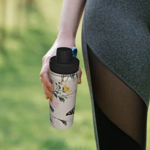 Vista 7 de Flying Butterfly Insulated Stainless Steel Kettle Print Funny Water Bottle Insulated Ideal for Sports and Travel