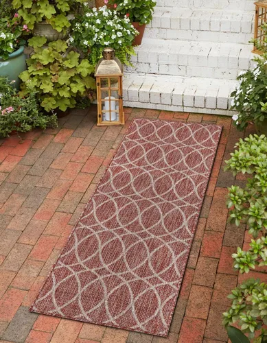 Vista 26 de Unique Loom Outdoor Trellis Collection - Alfombra de área (10 pies, redonda, verde/marfil)