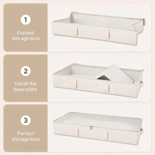 Vista 8 de Vailando Contenedores de almacenamiento para debajo de la cama, 6 pulgadas de alto y 60 litros debajo de la cama con asas resistentes y paredes