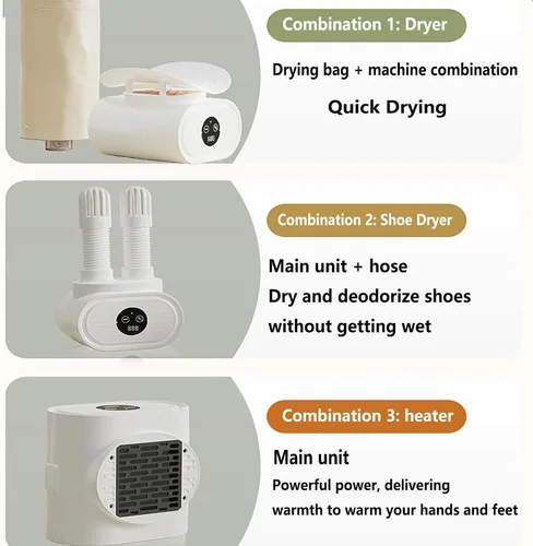 Vista 2 de 3 in 1 Multifunctional Folding Automatic Ironing Machine, Portable Boot Dryer, Heater for Office Clothes Dryer Shoe Dryer Heater for Family