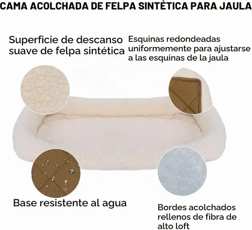 Vista 4 de Furhaven Cama para Perros para Perros Medianos/Pequeños y Gatos de Interior, 100% Lavable, Dimensionada para Adaptarse a Jaulas - Almohadilla